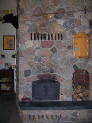 rock fireplace